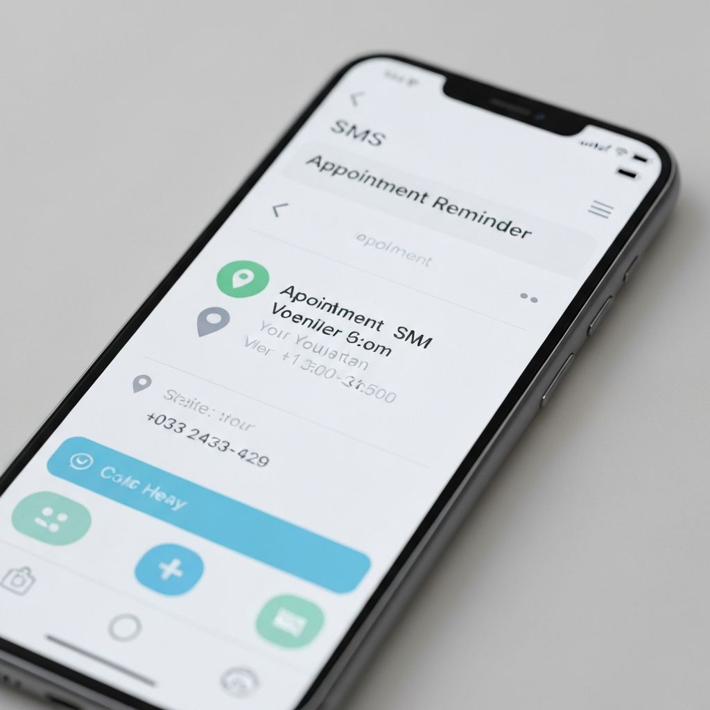 Smartphone receiving appointment reminder SMS notification